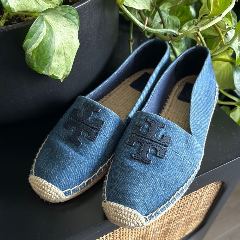 Tory Burch Denim Blue Espadrille Flats